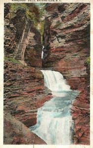 Vintage Postcard 1920's Minnehaha Falls Watkins Glen NY New York