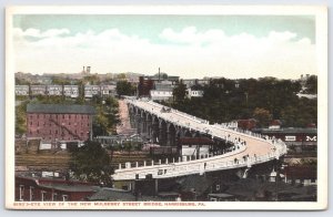 New Mulberry Street Bridge Harrisburg Pennsylvania PA Birds Eye View Postcard