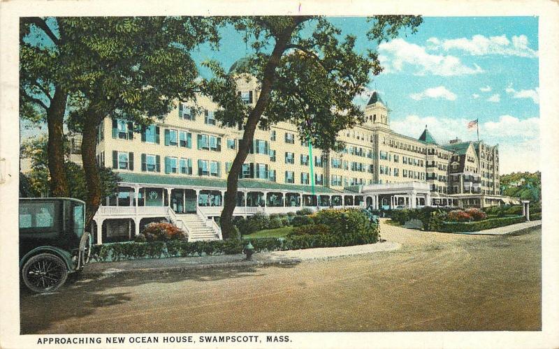 Vintage Postcard Aproaching New Ocean House Swampscott MA Essex County