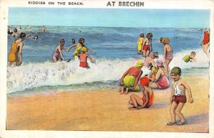 Angus, Scotland  KIDDIES ON THE BEACH At BRECHIN Families~Kids ca1940's Postcard
