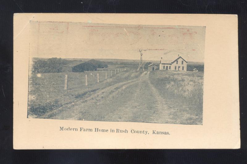 RUSH COUNTY KANSAS MODERN FARM HOME FARMING VINTAGE POSTCARD