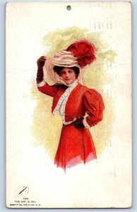 1911 The Girl In Red Fancy Hat Newark New Jersey NJ Posted Antique Postcard