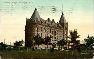 Vtg 1910 Wesley College Winnipeg Manitoba Canada Antique Postcard