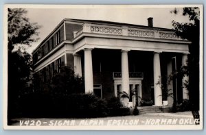 Norman Oklahoma OK Postcard RPPC Photo Sigma Alpha Epsilon c1940's Vintage