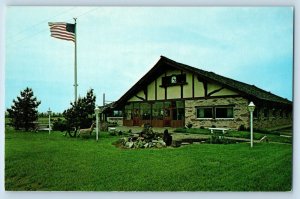 Wichita Kansas KS Postcard Browns Grill West Exterior American Flag 1960 Vintage