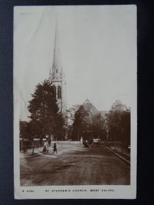 London WEST EALING St. Stephen's Church c1911 RP Postcard by KIngsway