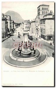 Old Postcard Grenoble Place Notre Dame and Monument Centennial