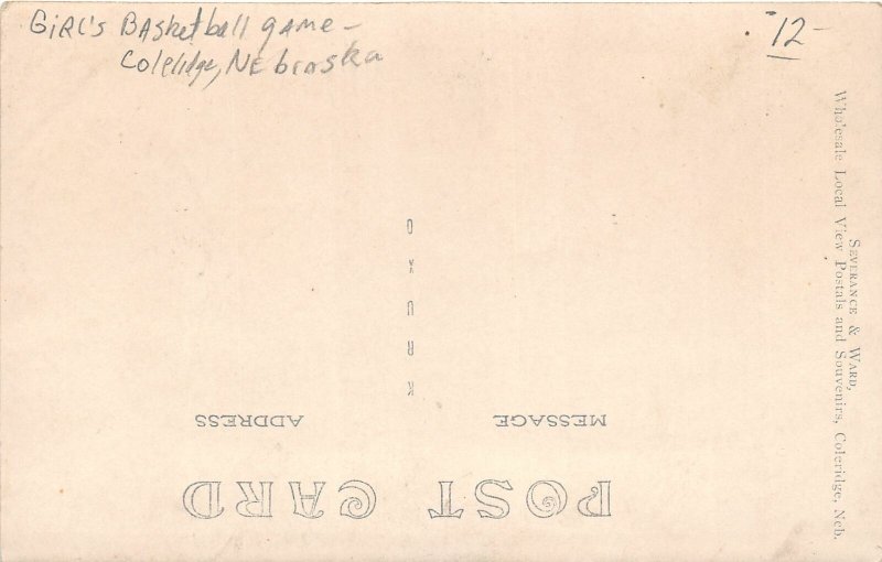 G32/ Coleridge Nebraska RPPC Postcard c1910 Girl's Basketball Game Team