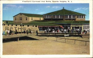 Seaside Heights New Jersey NJ Merry-Go-Round Freeman's Carousel c1920s Postcard