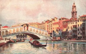 Venice Italy, Oldest Bridge Ponte Di Rialto Grand Canal IT Art Postcard c1910