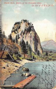 Castle Rock Banks Of Columbia River Oregon 1909 Postcard On Line of O.R.&N. Co.