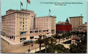 US Grant Hotel And American National Bank Building San Diego California Postcard