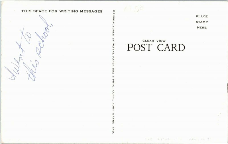 High School, Newcastle IN Vintage Postcard B74