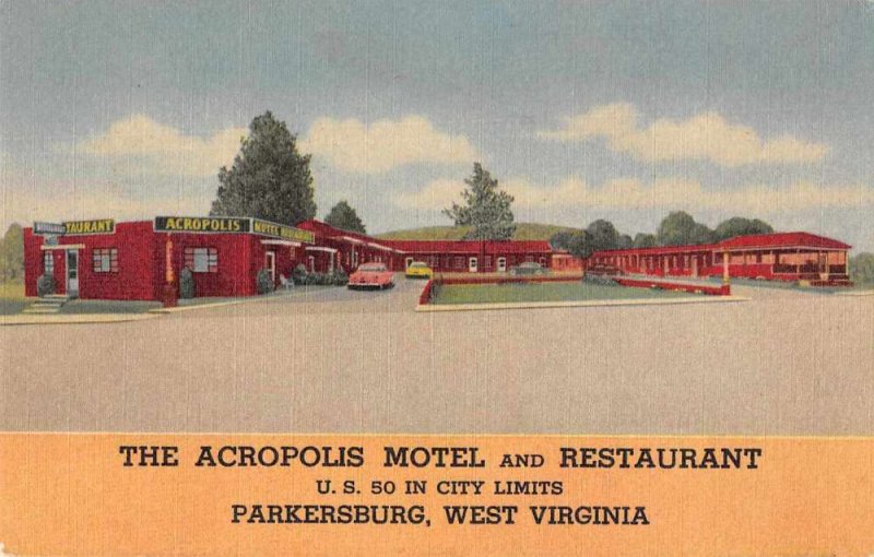 Parkersburg West Virginia Acropolis Motel and Restaurant Vintage Postcard AA571