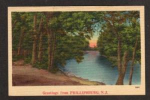 NJ Greetings PHILLIPSBURG NEW JERSEY Postcard Linen PC