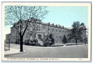 c1920's St. Anthony's Hospital Building Entrance Roadside Effingham IL Postcard 