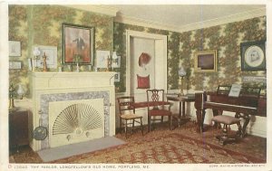 Portland ME Longfellow's Old Home Parlor WB Detroit Pub Postcard Unused