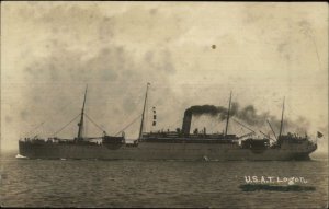 US Military Transport Ship WWI USAT Logan c1918 Real Photo Postcard