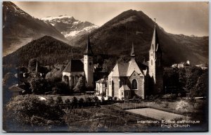 Interlaken Eglise Catholique English Church Switzerland Real Photo RPPC Postcard