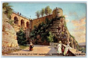 c1910 Bockfelsen With Castle Bridge Luxembourg Oilette Tuck Art Postcard