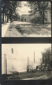 Thomaston ME Duo View Main Street After The Fire Real Photo Postcard
