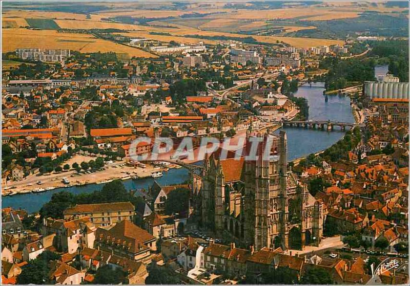 Old Postcard Auxerre (Yonne) Wonders of the Yonne Aerial view The Cathedral o...