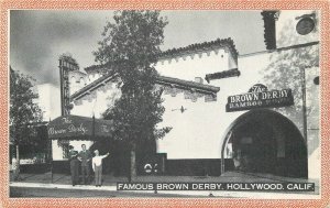Postcard 1930s California Hollywood Brown Derby Libman roadside 22-12010