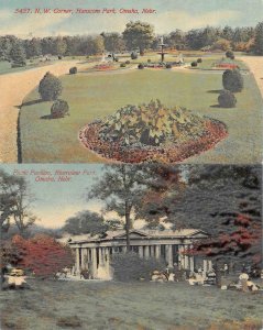 OMAHA, Nebraska NE  HANSCOM PARK~Gardens & RIVERVIEW PARK~Pavilion *2* Postcards