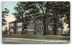 c1910 CHARLOTTESVILLE VIRGINIA PUBLIC SCHOOL STREET VIEW POSTCARD P2757