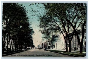 Clinton Iowa IA Postcard Fifth Avenue Looking East Trees Scene c1920's Antique