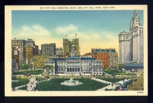New York City, New York/NY Postcard, City Hall Municipal Building
