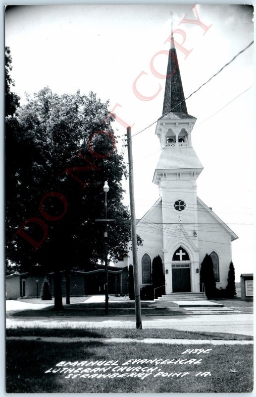 c1950s Strawberry Point, IA RPPC Emanuel Evangelical Lutheran Church Photo A112