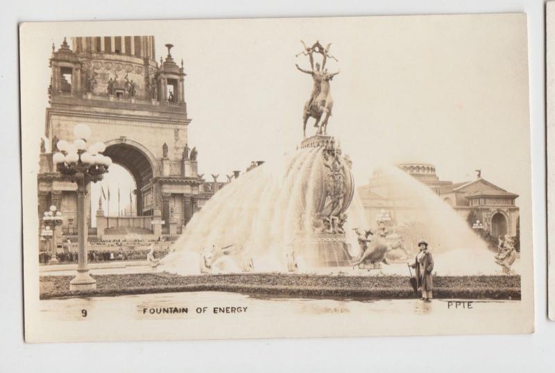 California Postcard Panama–Pacific International Exposition RPPC Fountain ENERGY 