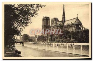 Postcard Old Paris while strolling Notre Dame and the Square of Archeveche