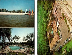 2~Roadside Postcards BILOXI, MS Mississippi HOLIDAY INN MOTEL Beach~Pool~Aerial