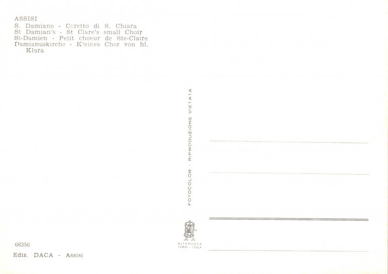 Postcard Modern ASSISI
San Damiano - Ccretto di S. Chiara
