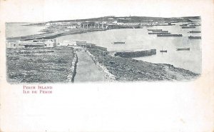 PERIM ISLAND SHIP HARBOR PORT MAYYUN YEMEN VOLCANO ISLAND POSTCARD (c. 1905)