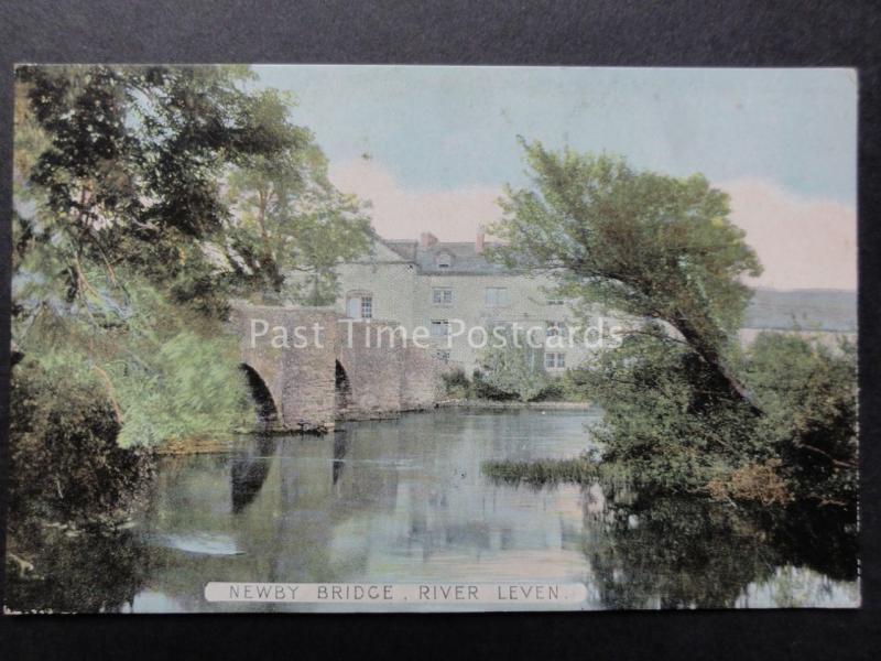 Cumbria: Newby Bridge & River Leven showing the now SWAN HOTEL - Old Postcard