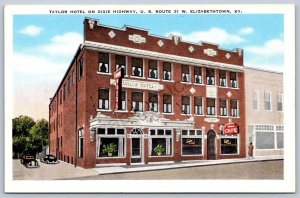 K16/ Elizabethtown Kentucky Postcard c1930 Taylor Hotel Dixie Highwy 342