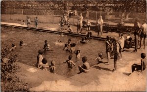 Postcard CT Ridgefield Hidden Valley Children Swimming Pool at Camp 1956 H13