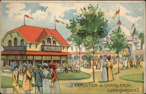 Charleroi Belgium Expo Exposition Luna Gardens 1911 Vintage Postcard #2 EXC COND