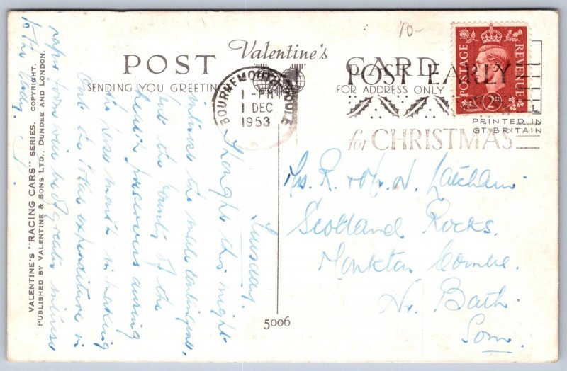 K25/ Interesting Postcard c1951 Lago Talbot Racecar Auto Race Driver  134