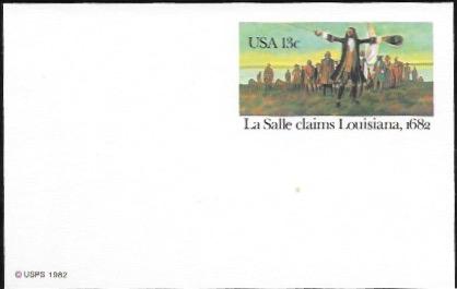 US Postcard Mint - La Salle claims Louisiana 1682.  Issued in 1982