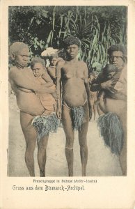 Hand Colored Topless Native Women & Babies German New Guinea Bismark Archipelago