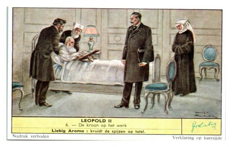 Leopold II on his Deathbed, Leopold II Liebig Belgian Trade Card