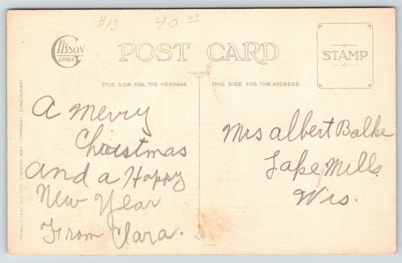 Rose O'Neill Christmas~Santa Gets Help From Kewpies~Chimney Small~Gibson 1920s