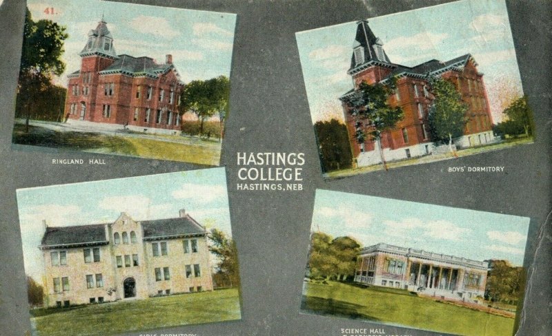 c.1910s Hastings College Dormitories, Hastings NE, Postcard F74