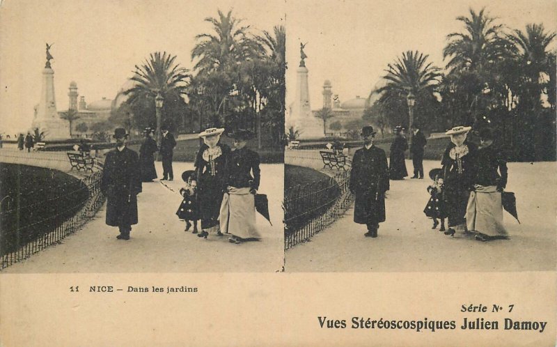 Postcard Stereo image France Nice jardins