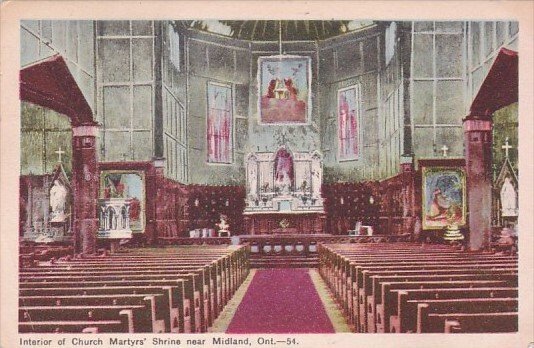 Canada Interior Of Church Martyrs' Shrine Near Midland 1954