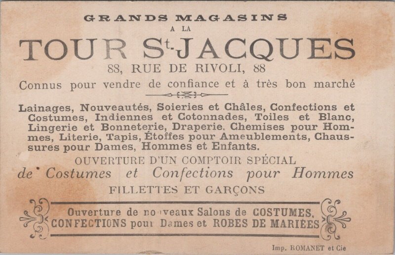 Victorian Trade Card Tour St. Jacques Olivier de Serres L1